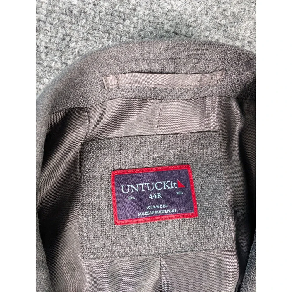 UNTUCKit Sport Coat Mens 44R Grey 100% Wool Viaggio‎ Natural Stretch Blazer FLAW